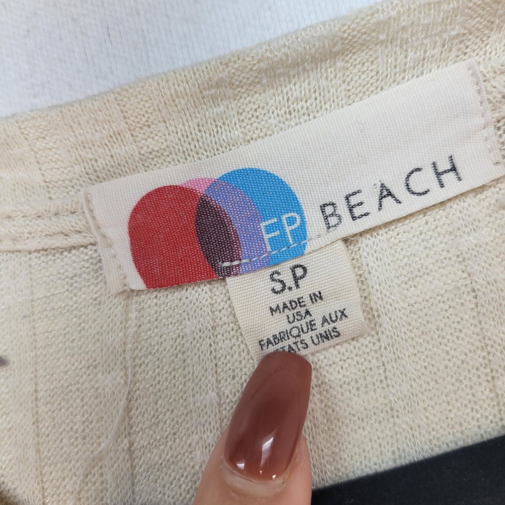 Free People Beach Cardigan Dress Womens Small Cream Ribbed Long Sleeve Longline - Picture 4 of 9